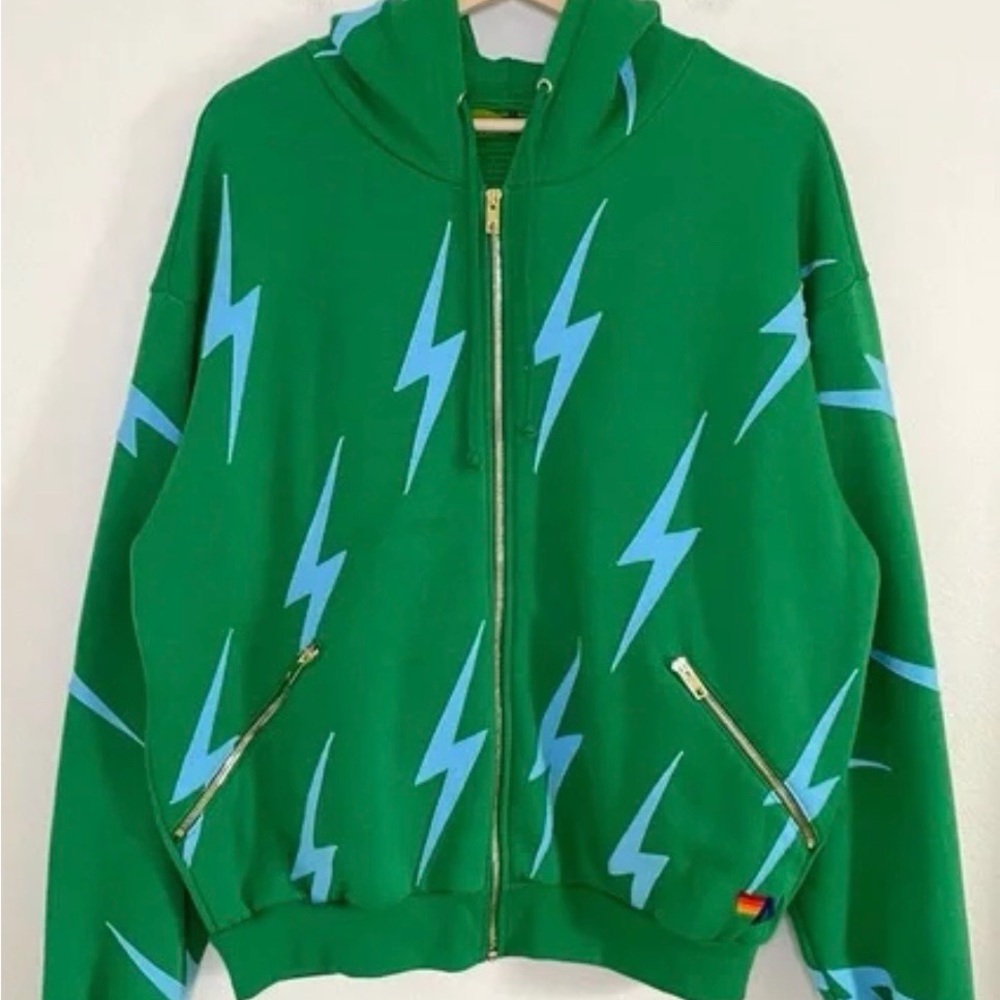 ⚡️AV Green Hoodie with Blue Lightning Bolts⚡️